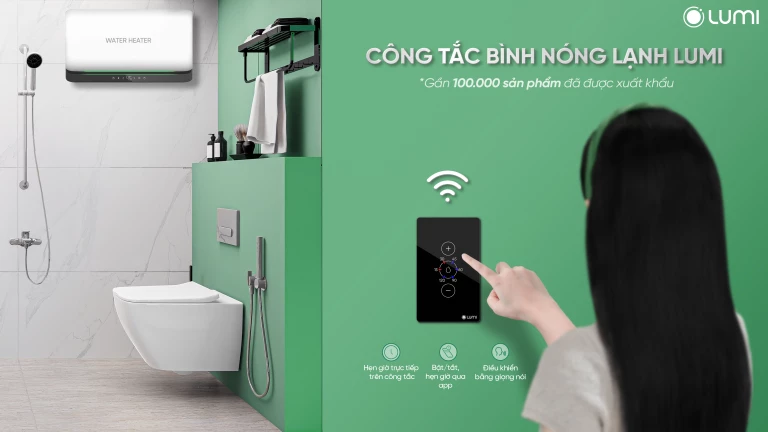 Công tắc bình nóng lạnh Lumi – Bật/tắt, hẹn giờ thiết bị đa phương thức, thống kê điện năng tiêu thụ